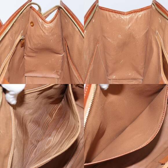 CELINE Macadam Canvas Hand Bag Pvc Leather Brown Gold - Picture 12 of 13